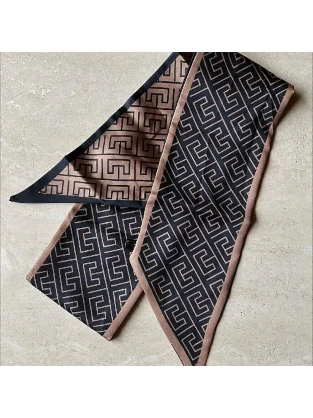 Purse Scarf For Handbags Head Scarves Black and Brown Hair Scarfs Long Skinny